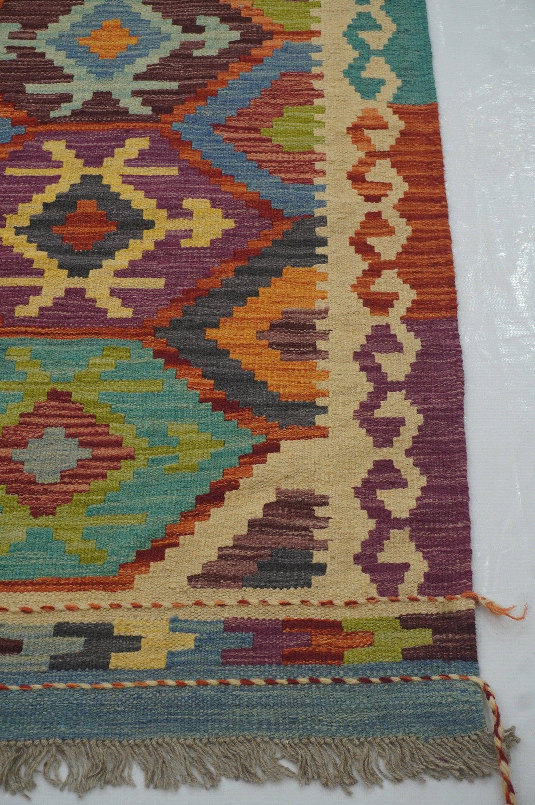 9x12 Multicolor Bohemian Afghan Hand woven Wool Kilim Area Rug - Yildiz Rugs