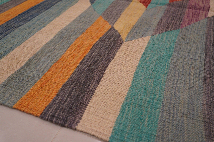 9x12 Pastel Modern Abstract Afghan Handmade Kilim Area Rug - Yildiz Rugs