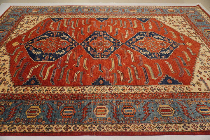 9x14 Heriz Rusty Red Persian Style Hand Knotted Oriental Area Rug - Yildiz Rugs