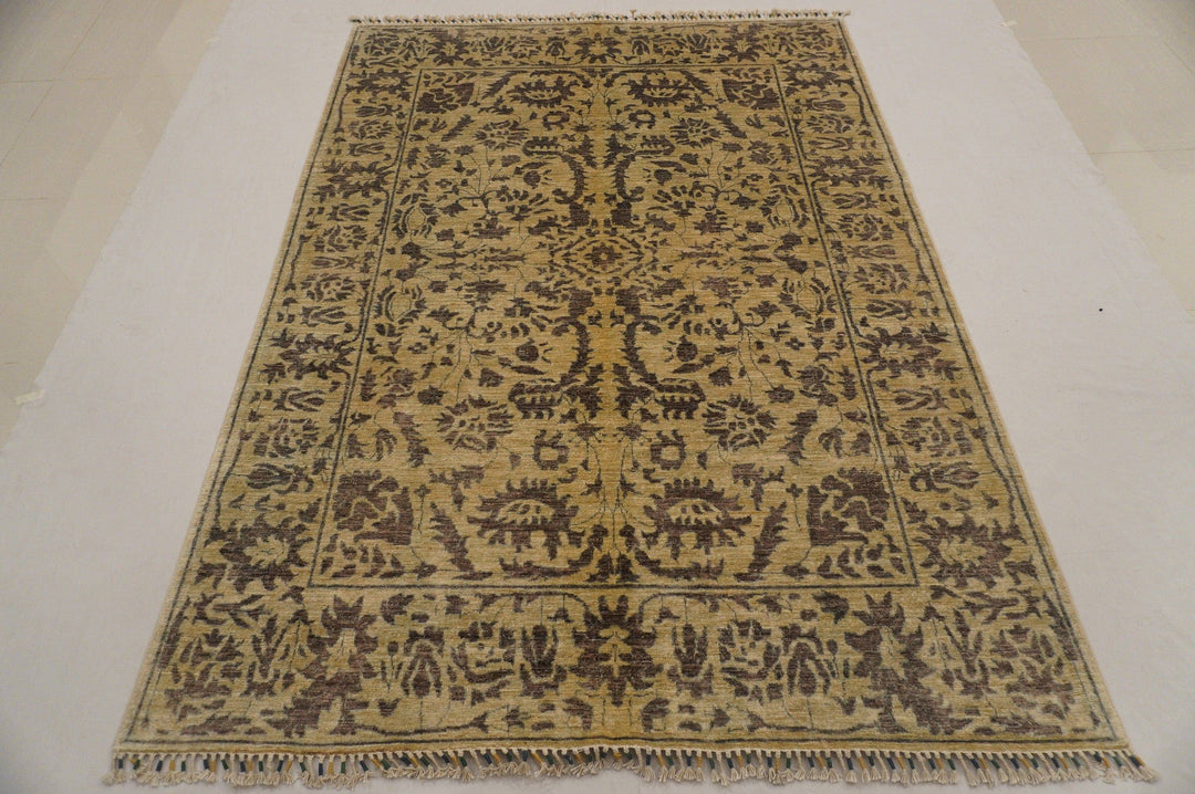 Beige 6x8 ft. Oriental Muted colors Afghan Hand Knotted wool Rug - Yildiz Rugs