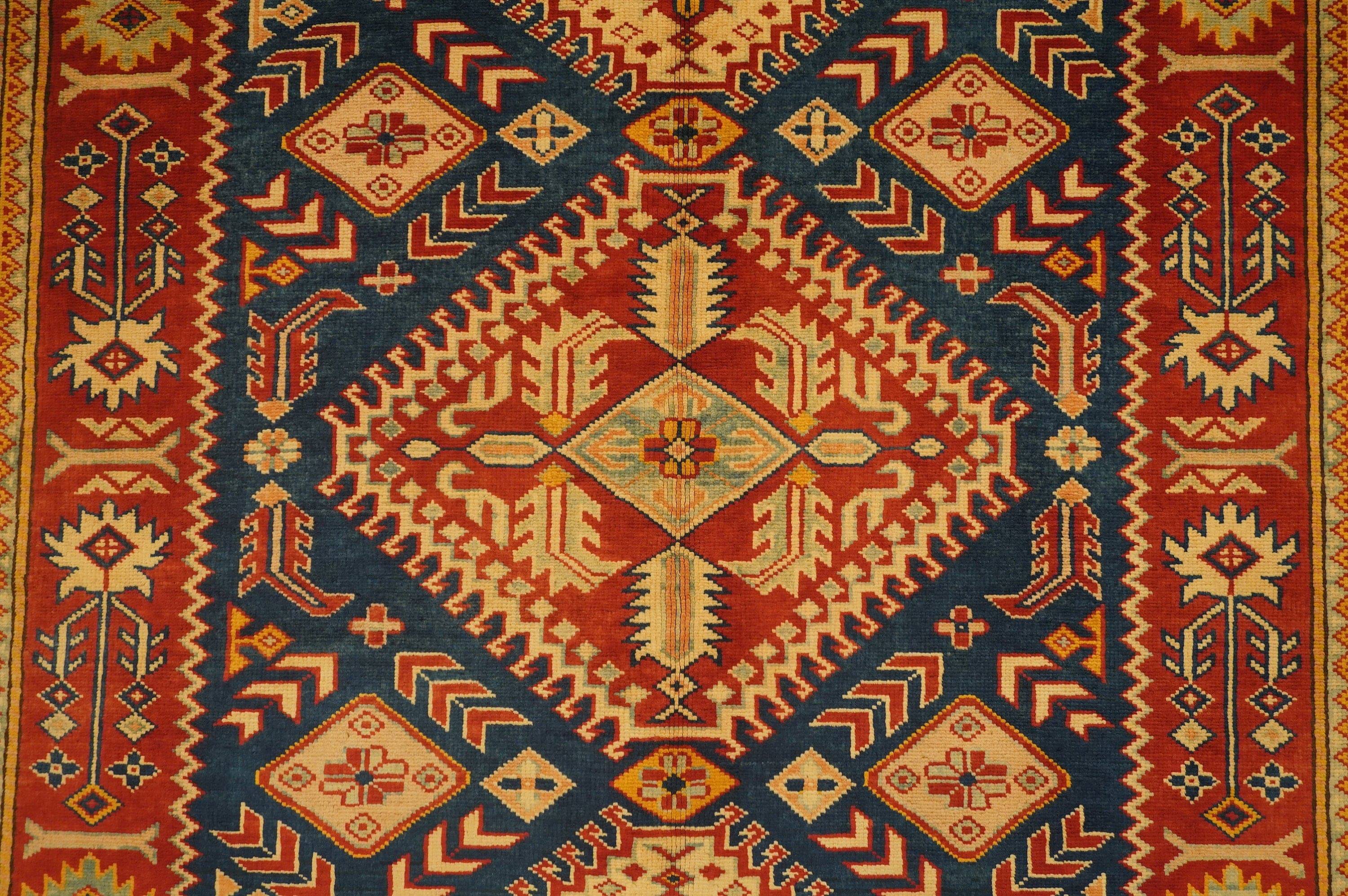 Blue 5x7 Vintage Shirvan Afghan Hand knotted Wool Area Rug - Yildiz Rugs