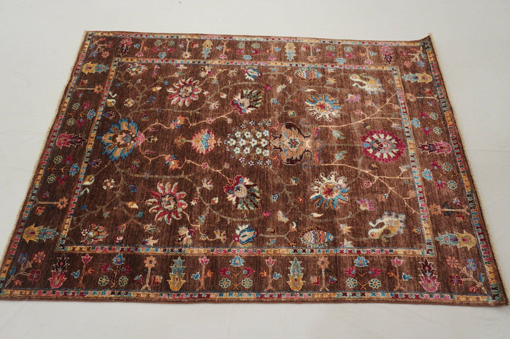 Brown 5x7 Persian Style Hand Knotted wool Rug - Yildiz Rugs