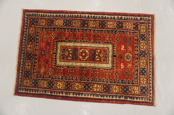 Red 2x3 Baluch Afghan Hand knotted wool small Accent rug - Yildiz Rugs