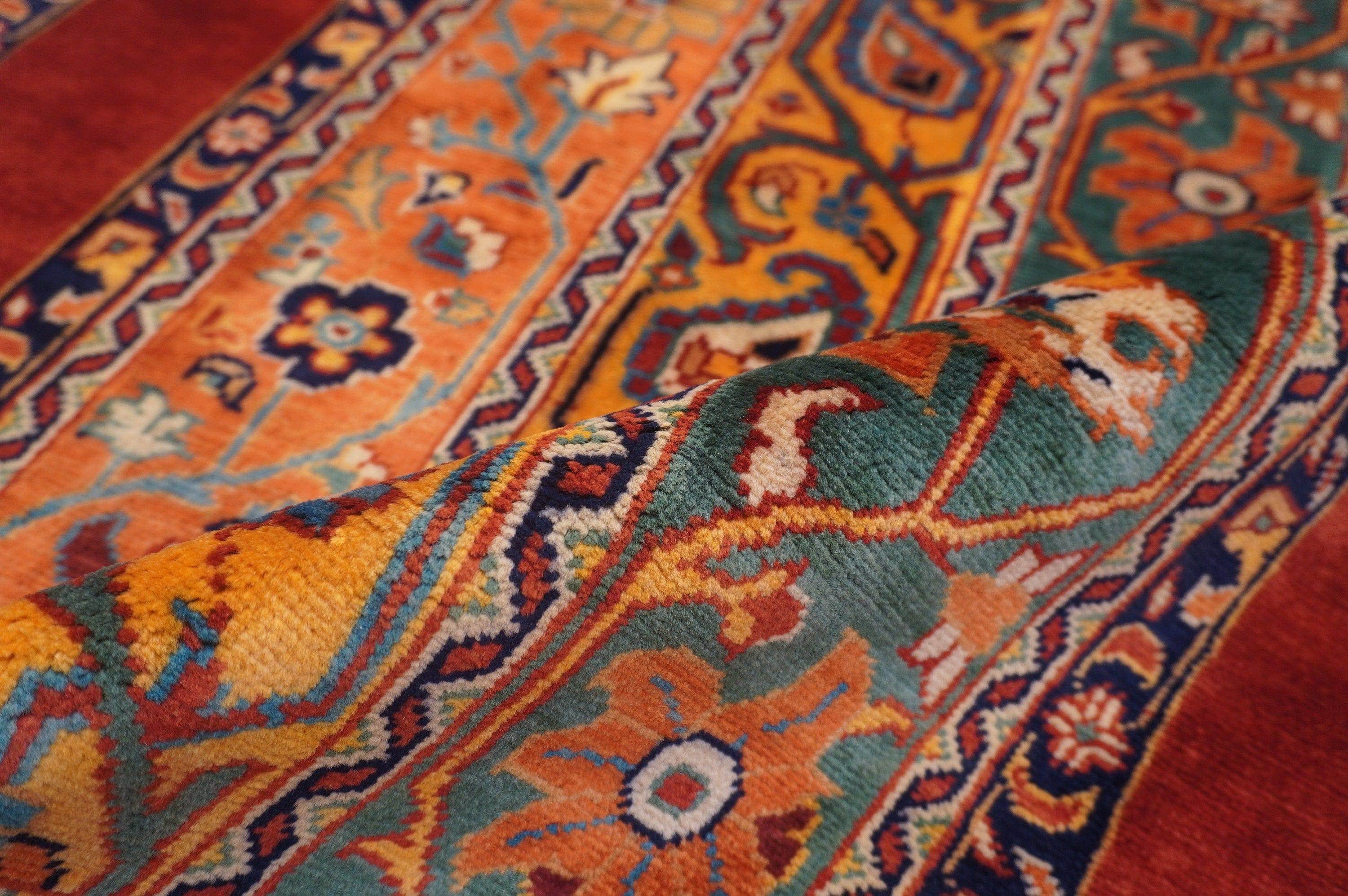 Red 8 feet Turkish Hand knotted Hallway Merino wool runner rug - Yildiz Rugs