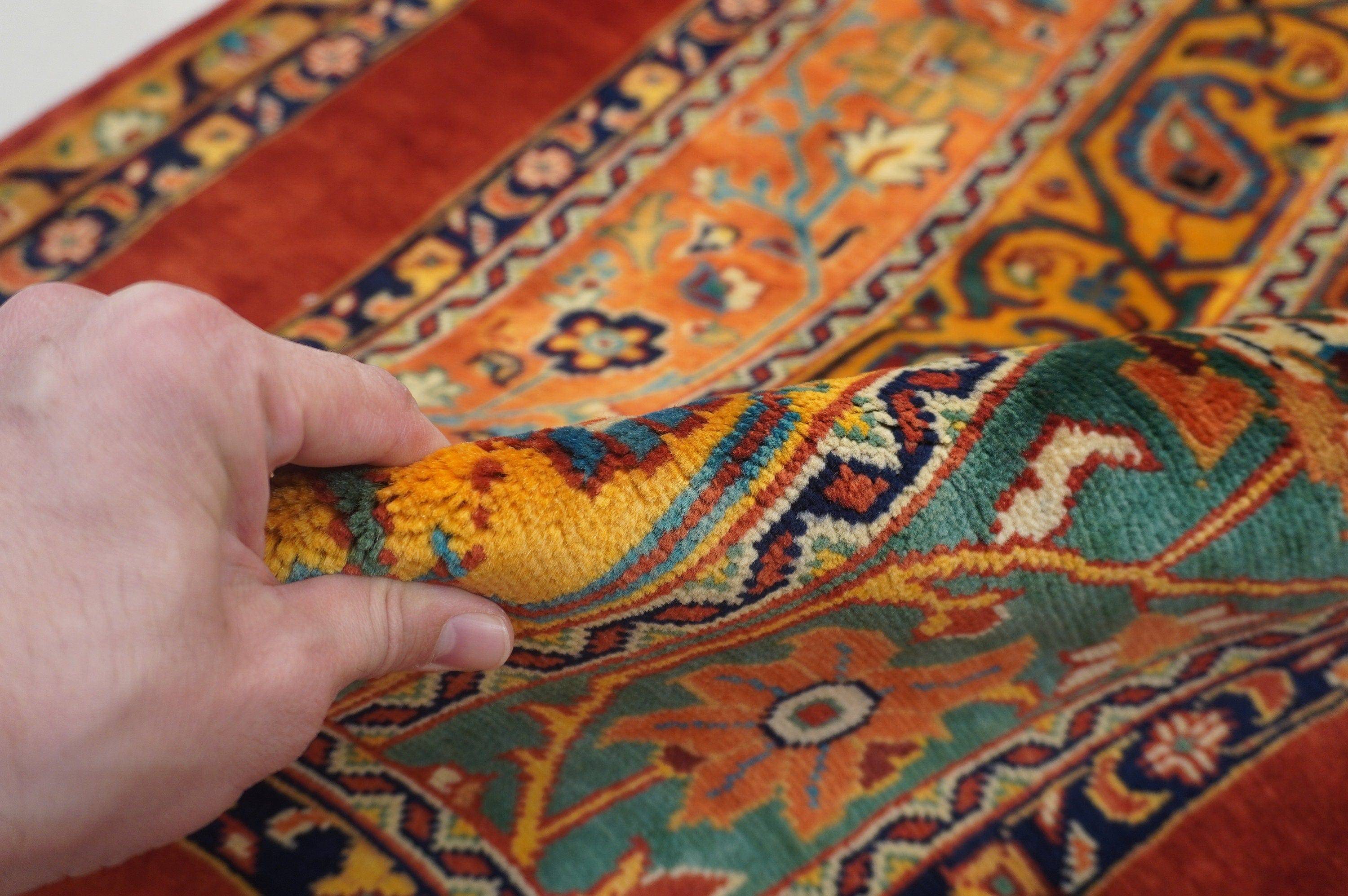 Red 8 feet Turkish Hand knotted Hallway Merino wool runner rug - Yildiz Rugs