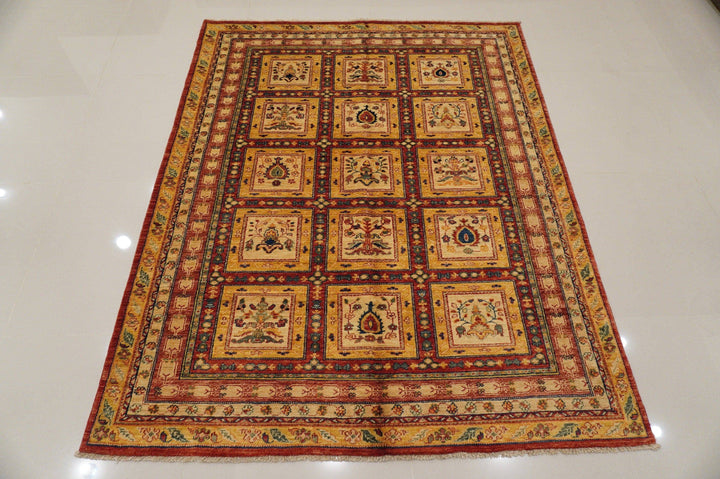 Vintage 5x7 Beige Bakhtiar Persian Hand knotted wool Area Rug - Yildiz Rugs