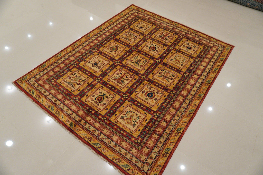 Vintage 5x7 Beige Bakhtiar Persian Hand knotted wool Area Rug - Yildiz Rugs