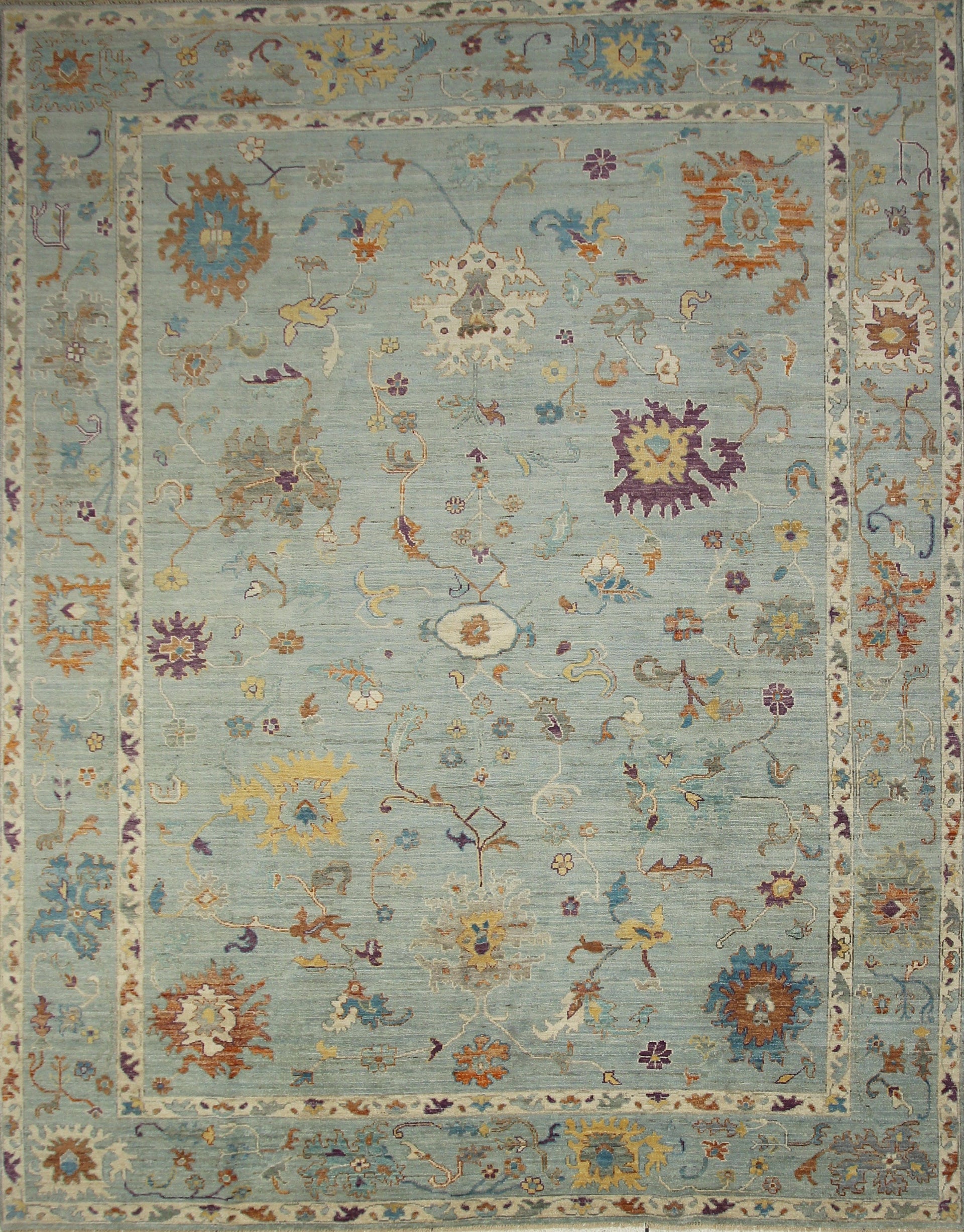 9x12 Oushak Muted Blueish Gray Vintage wash Hand knotted Turkish Rug - Yildiz Rugs