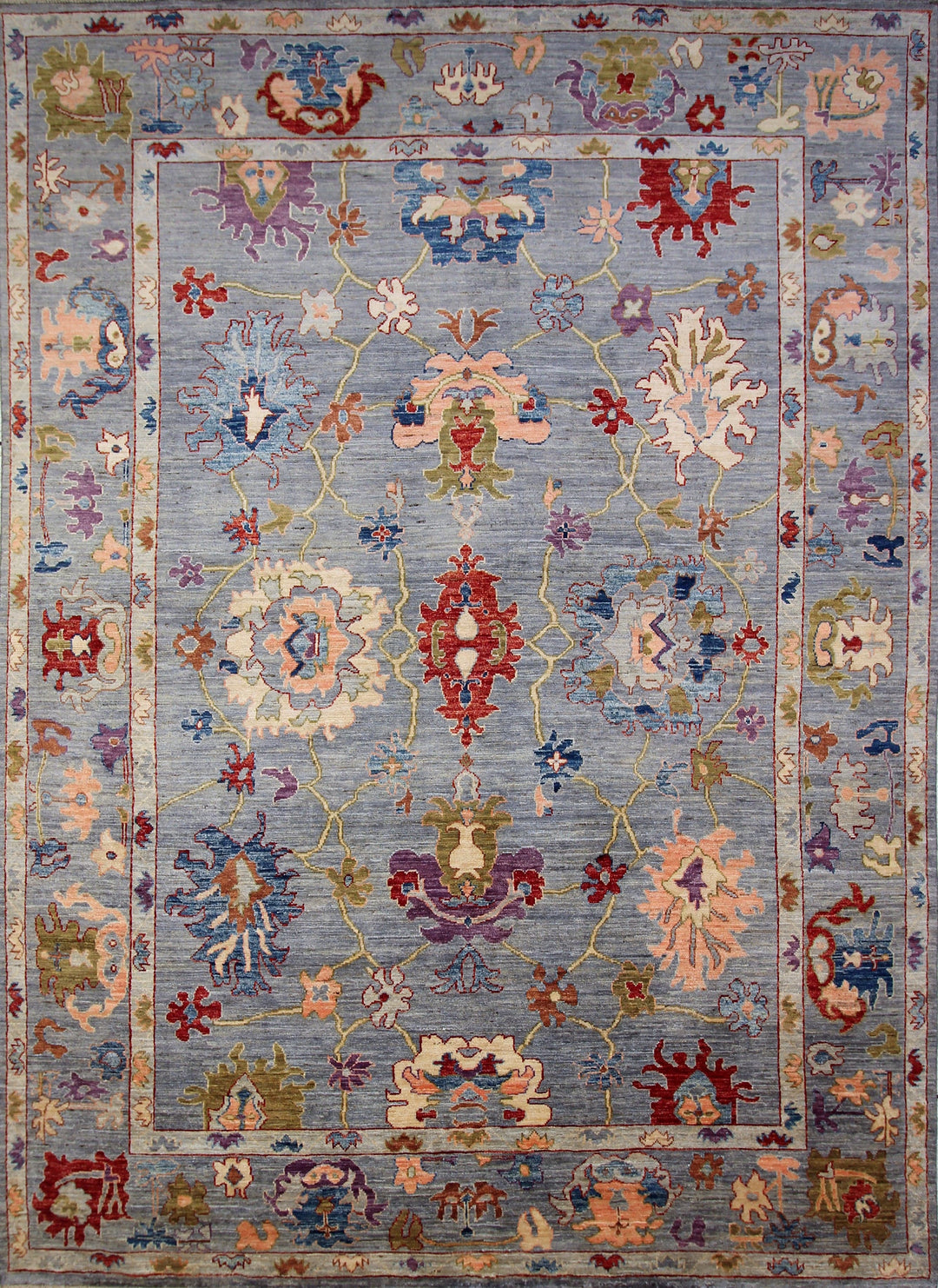 9x12 Oushak Blueish Gray Hand knotted Turkish Area Rug - Yildiz Rugs