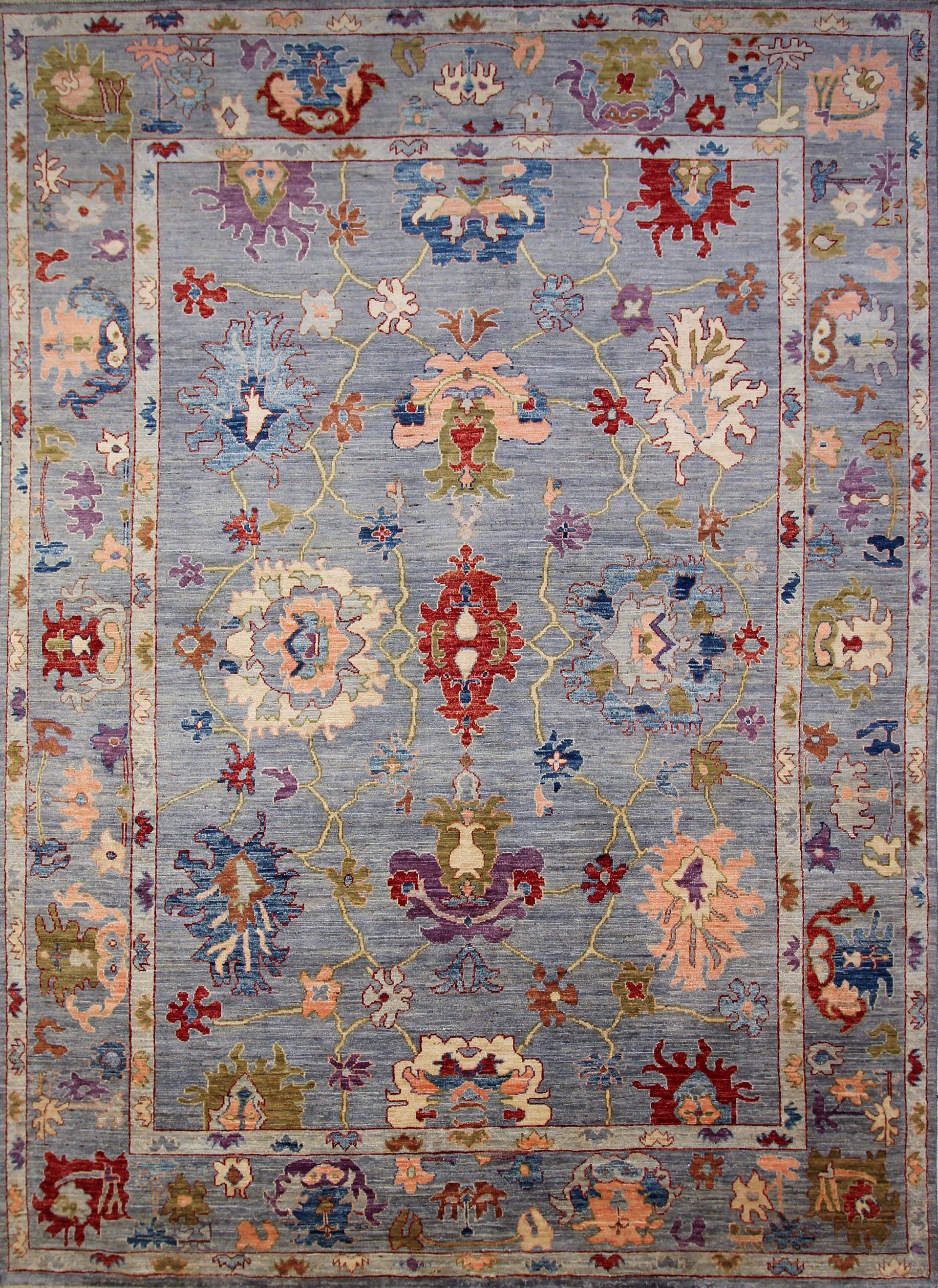 9x12 Oushak Blueish Gray Hand knotted Turkish Area Rug - Yildiz Rugs