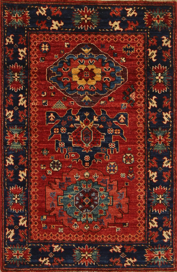 3x4 Red Tribal Baluch Afghan Hand knotted Oriental Rug - Yildiz Rugs