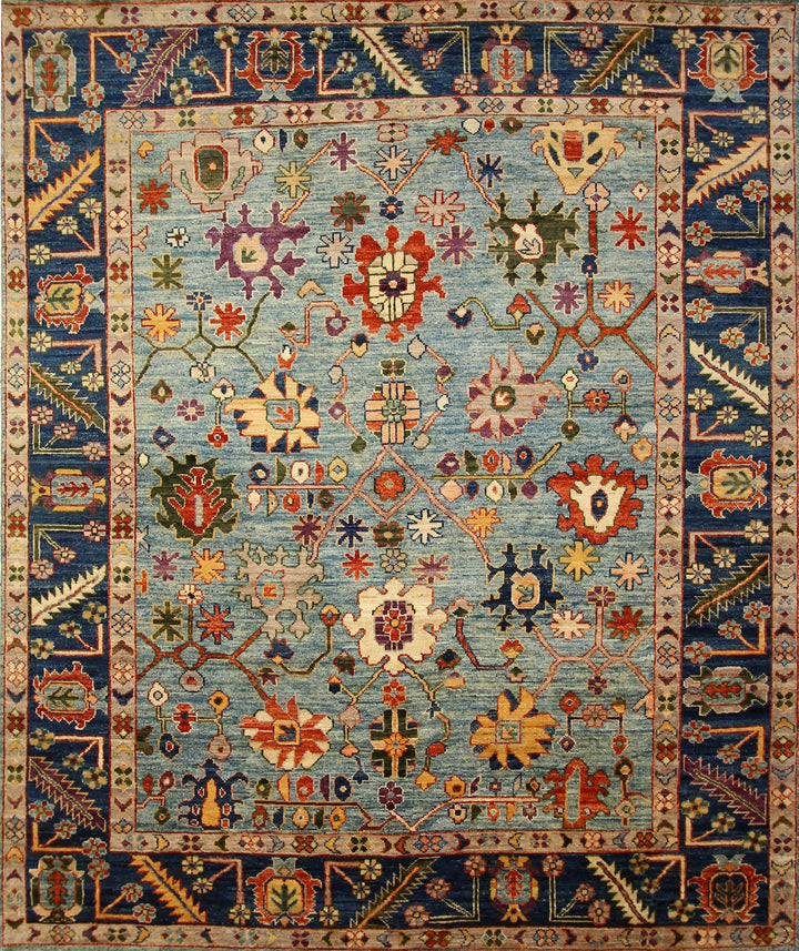 8x10 Turkish Oushak Blue Hand knotted rug - Yildiz Rugs