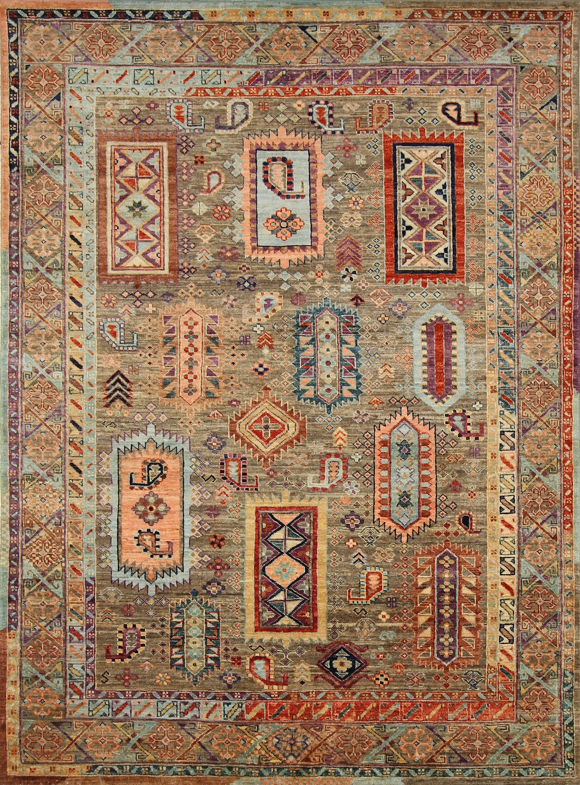 5x7 Gray Baluch Transitional Afghan Hand knotted wool Area Rug - Yildiz Rugs