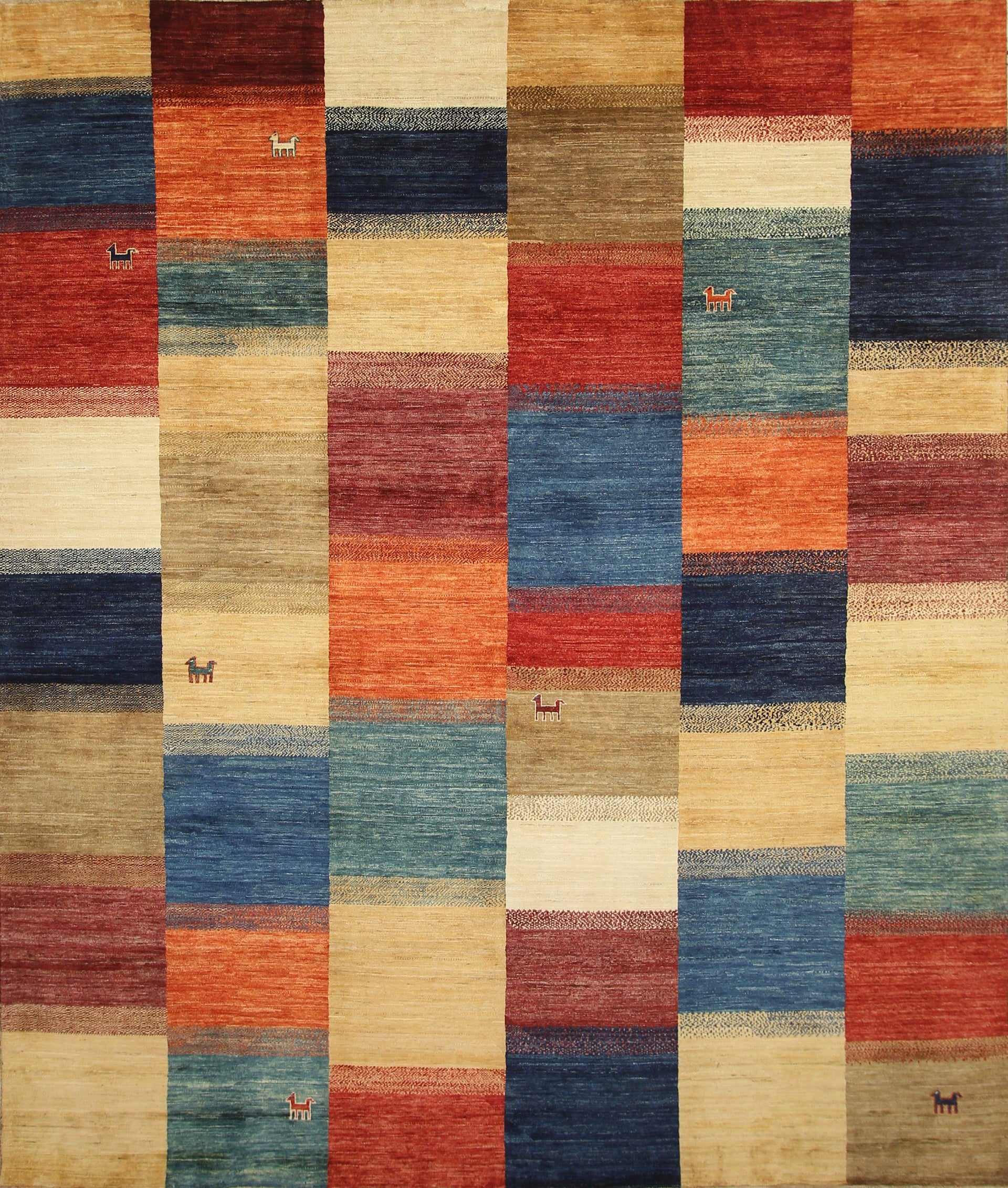 8x10 Nomadic Gabbeh Multicolor Afghan hand knotted Checkered rug - Yildiz Rugs