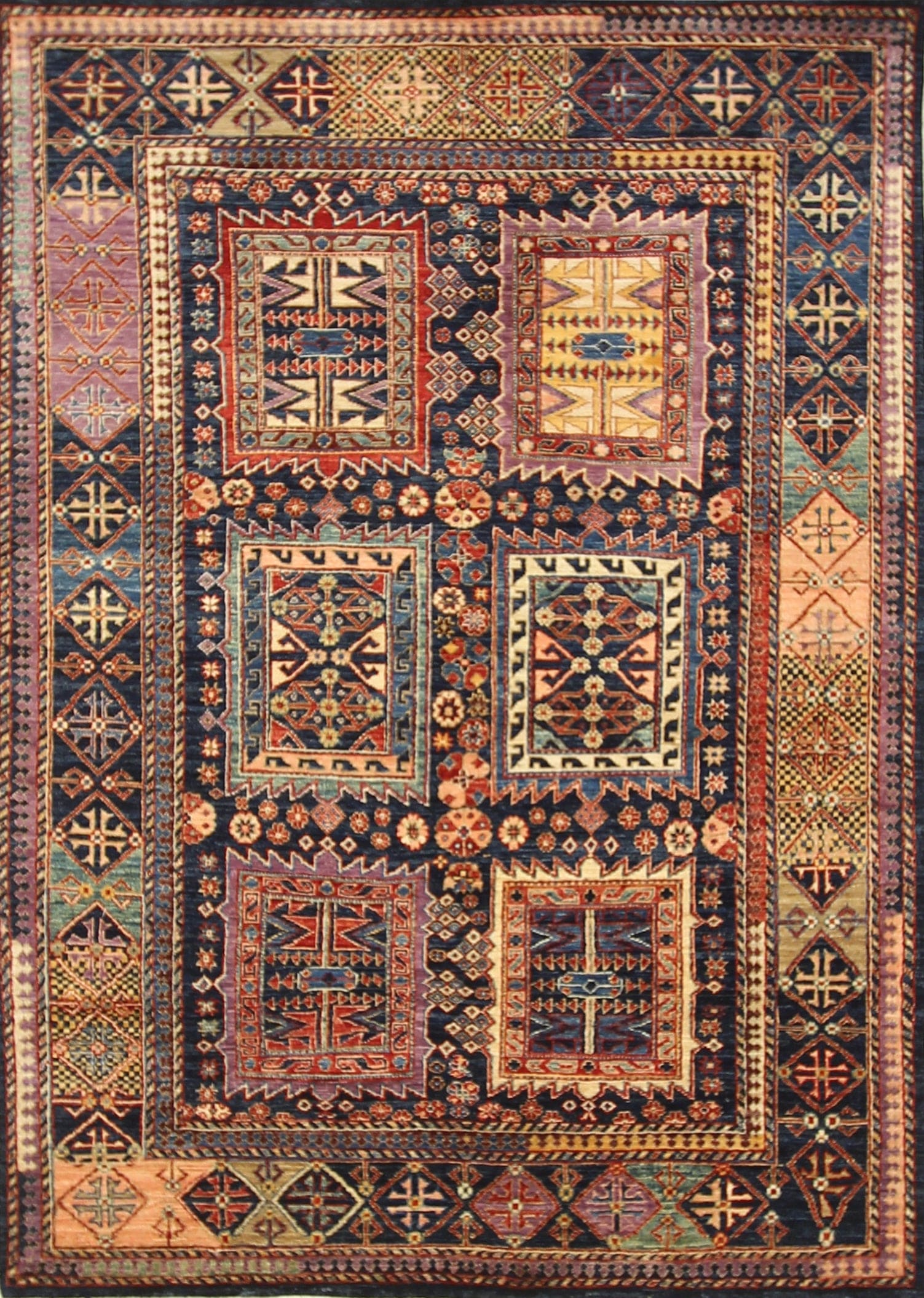 5x7 Navy Blue Afghan Hand Knotted Baluch Rug - Yildiz Rugs