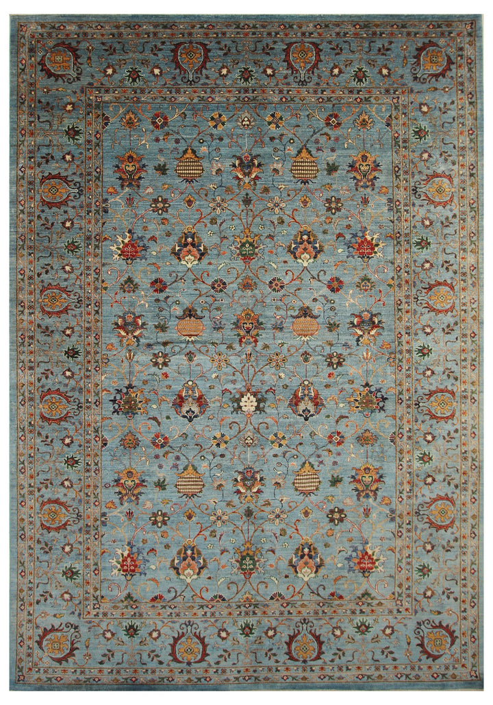 9x12 Waziri Pastel Blue Persian Hand knotted Wool Oriental Rug - Yildiz Rugs