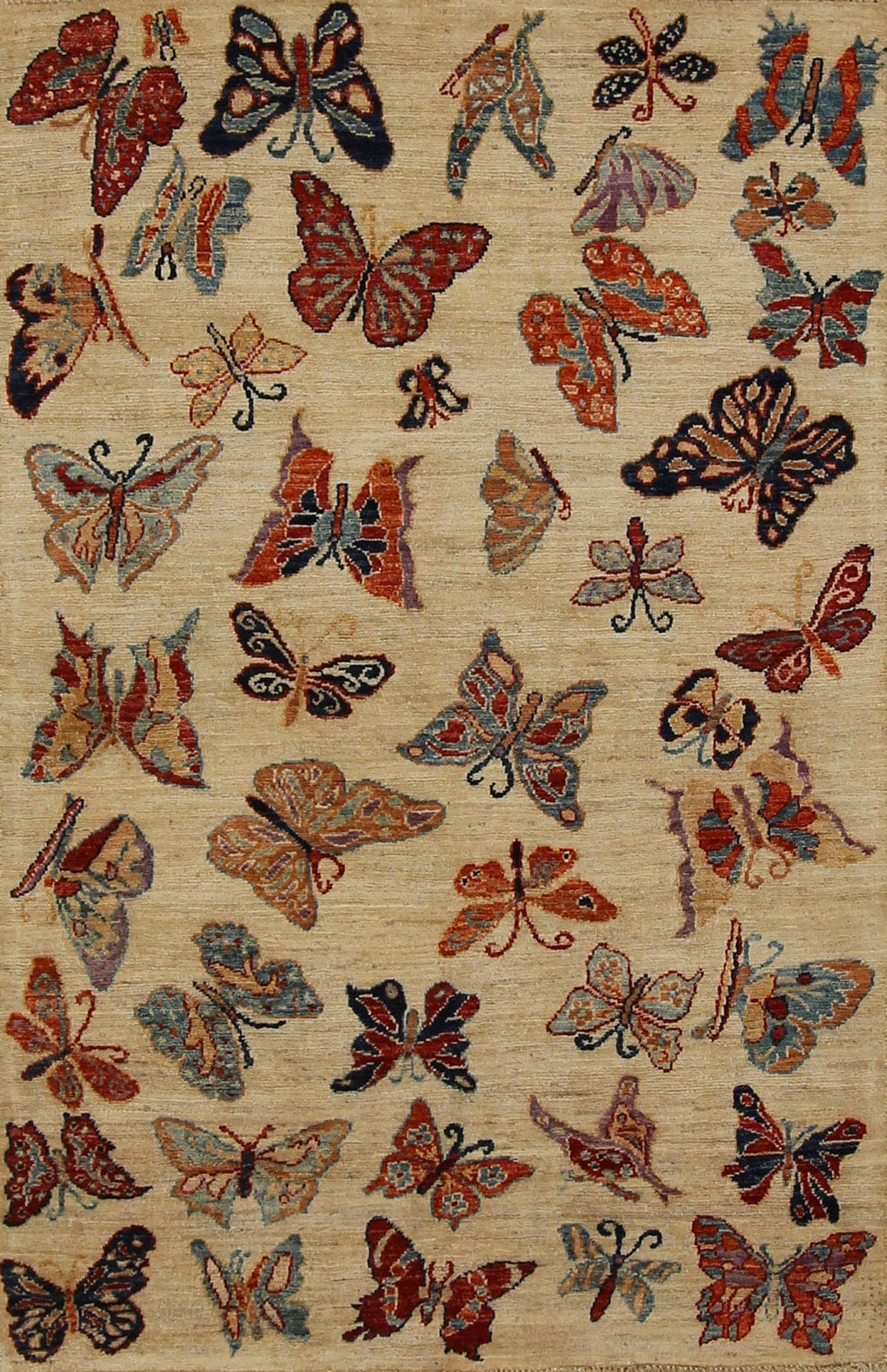 3x5 Butterfly Beige Gabbeh Afghan hand knotted Rug - Yildiz Rugs
