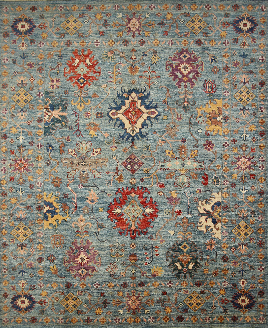 8x10 Oushak Soft Blue Hand knotted Turkish Area rug - Yildiz Rugs