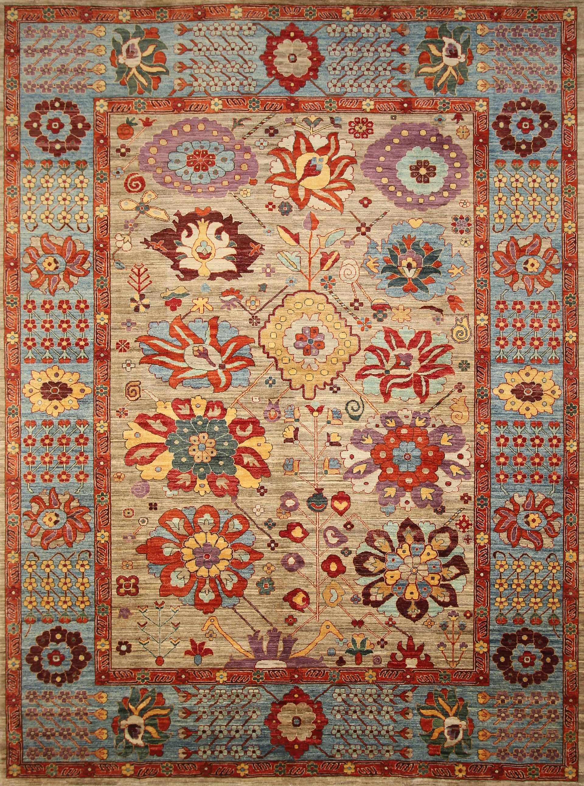 9x12 Suaj Balugh Undyed Gray Persian Style Hand knotted Oriental Rug - Yildiz Rugs