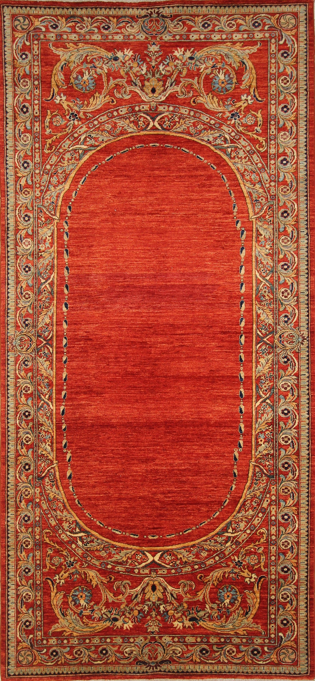 5x11 French Savonnerie Red Afghan Hand Knotted Wool Gallery Kelleh Rug - Yildiz Rugs