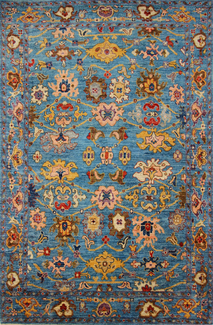 5'8 x 8'9 ft Blue Oushak Hand knotted Turkish Rug - Yildiz Rugs