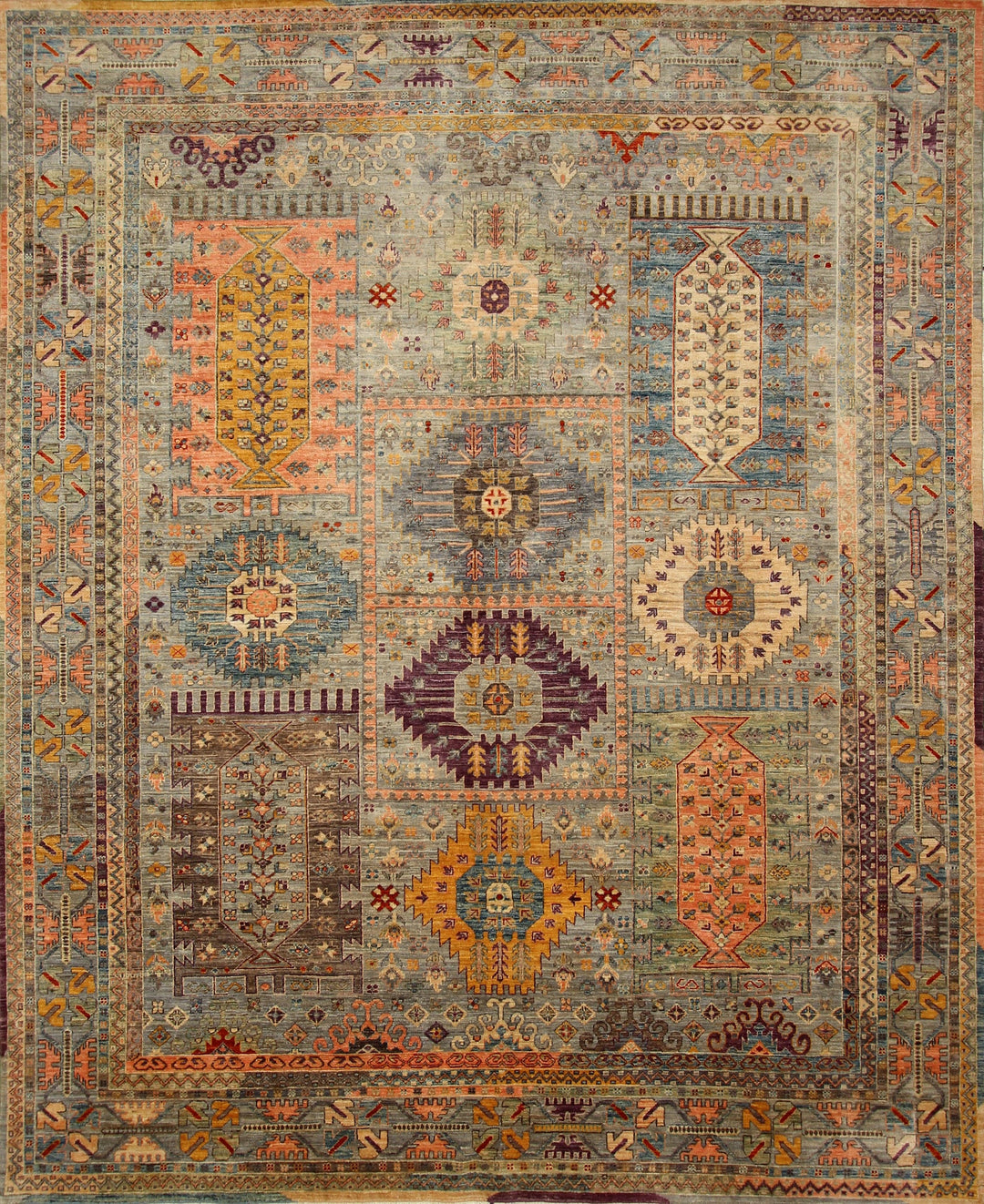 8x10 Tribal Soft Gray Afghan Baluch Hand knotted wool Oriental rug - Yildiz Rugs