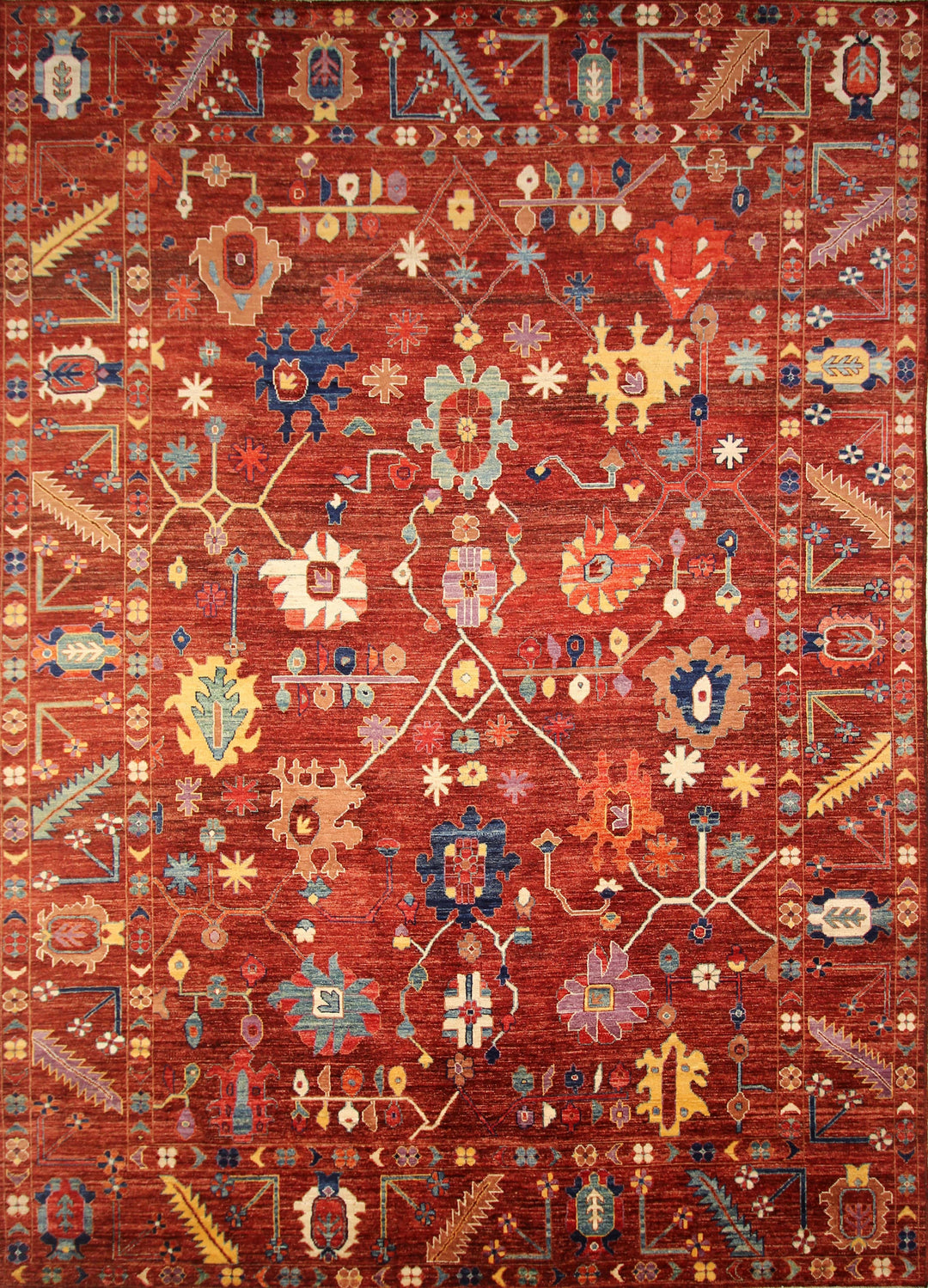 Maroon 10x14 Oushak Turkish Hand Knotted Rug - Yildiz Rugs