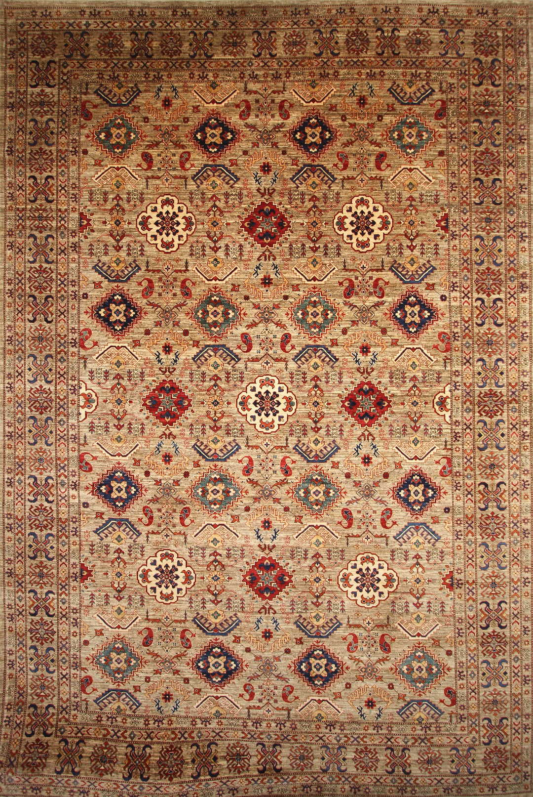 12x18 Brown Caucasian Kazak Afghan Hand Knotted Palace Size Rug - Yildiz Rugs