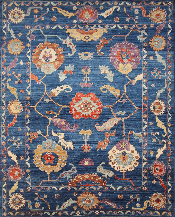 Dark Blue 8x10 Oushak Turkish Hand knotted rug - Yildiz Rugs