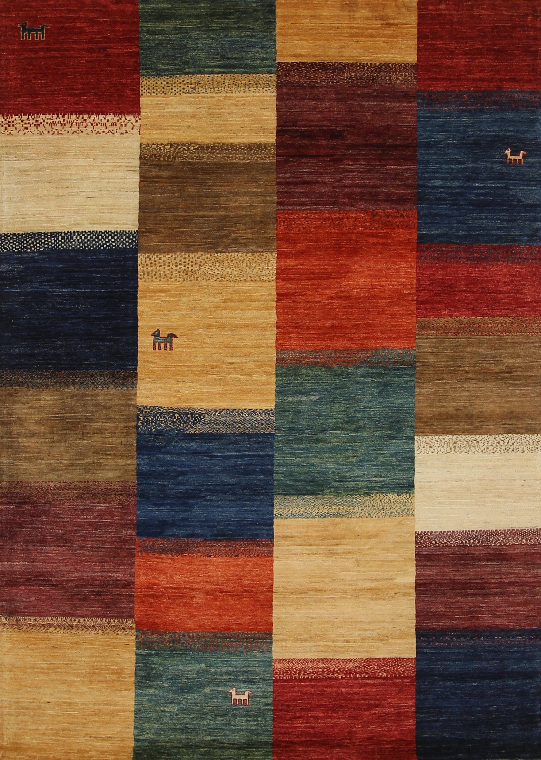 6x8 Nomadic Gabbeh Multicolor Checkered Afghan hand knotted Rug - Yildiz Rugs