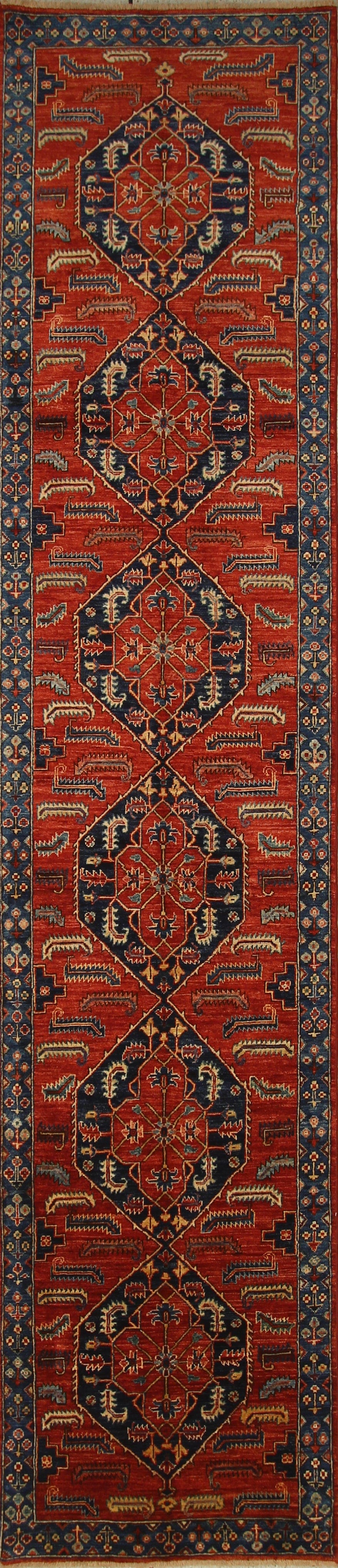 13 ft Red Heriz Traditional Afghan Hand knotted Runner Rug - Yildiz Rugs