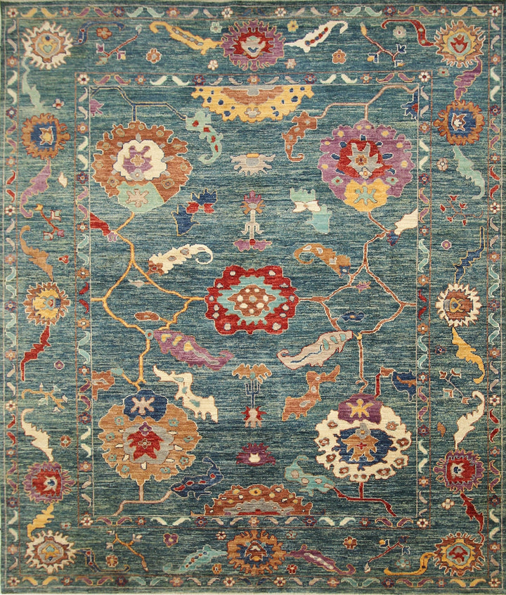 8x10 Green Hand knotted Turkish Oushak Rug - Yildiz Rugs