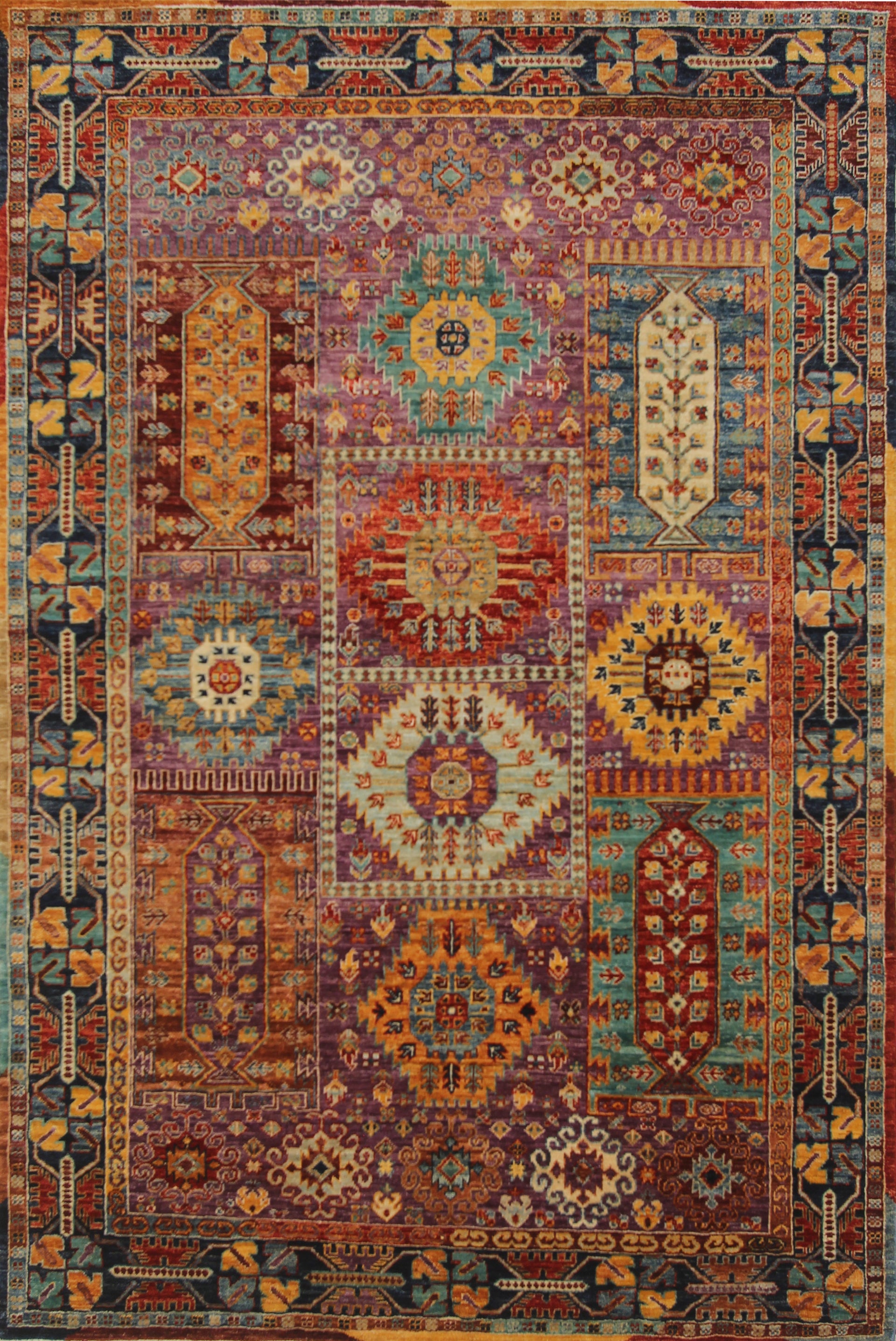 5x7 Purple Baluch Transitional Afghan Hand knotted Rug - Yildiz Rugs