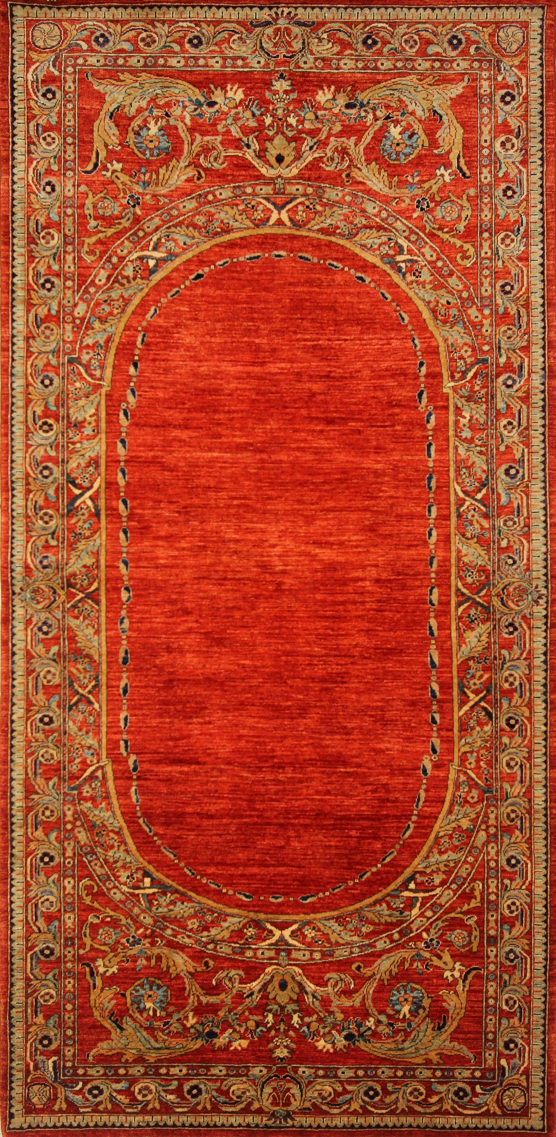 5x10 French Savonnerie Red Afghan Hand Knotted Wide Runner Rug - Yildiz Rugs