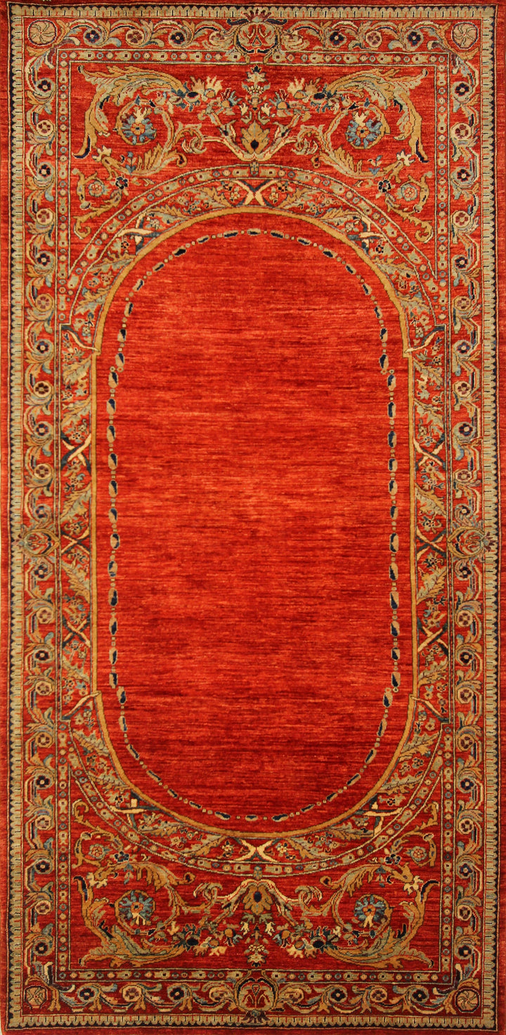 5x10 French Savonnerie Red Afghan Hand Knotted Wide Runner Rug - Yildiz Rugs