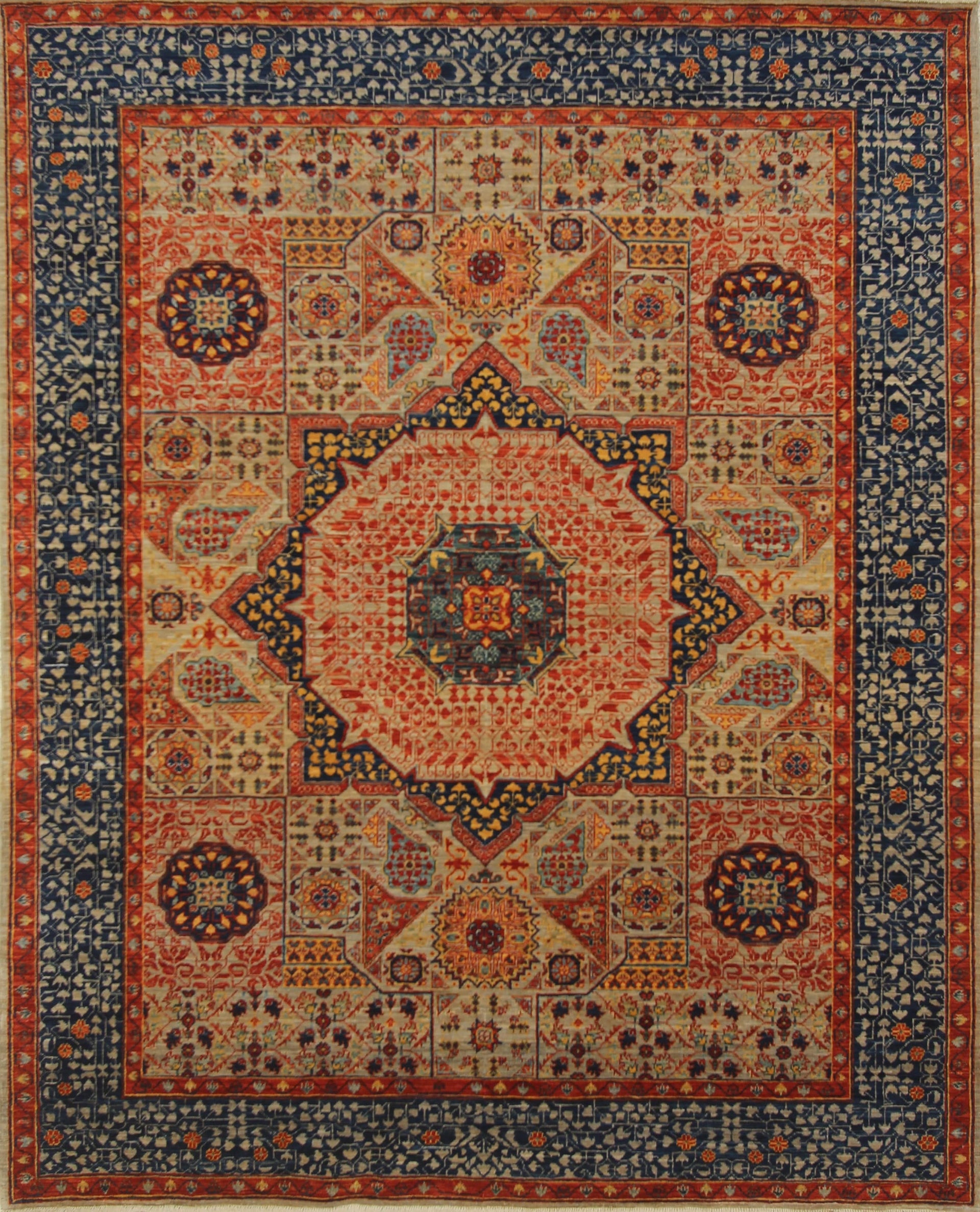 5x7 Mamluk Gray Blue Turkish Hand knotted Rug - Yildiz Rugs