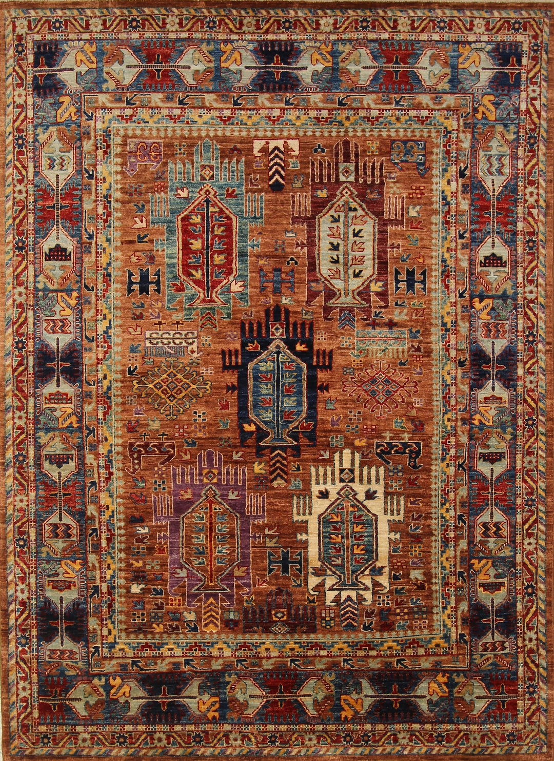 5x7 Brown Tribal Baluch Afghan Hand Knotted Boho Rug - Yildiz Rugs