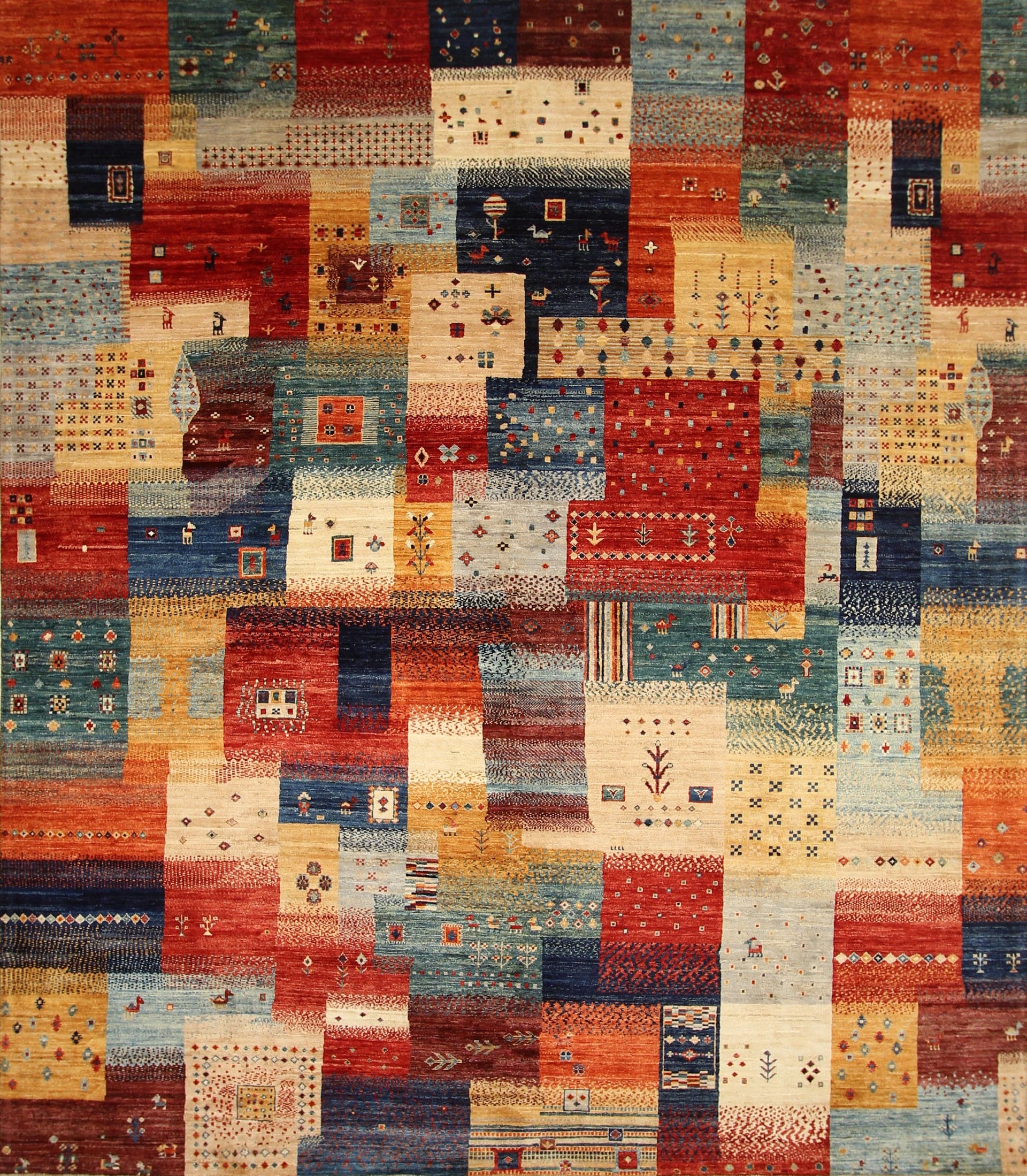 8x10 Nomadic Gabbeh Multicolor Persian Village Field Hand knotted Rug - Yildiz Rugs