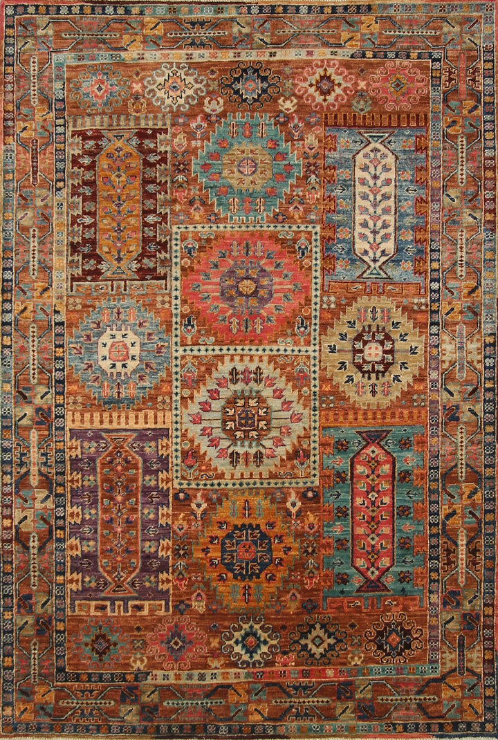 4x6 Brown Samarkand Baluch Afghan Hand knotted Tribal boho Rug - Yildiz Rugs