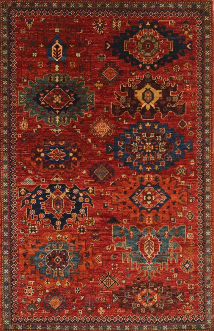 4x6 Baluch Red Afghan hand knotted Oriental Rug