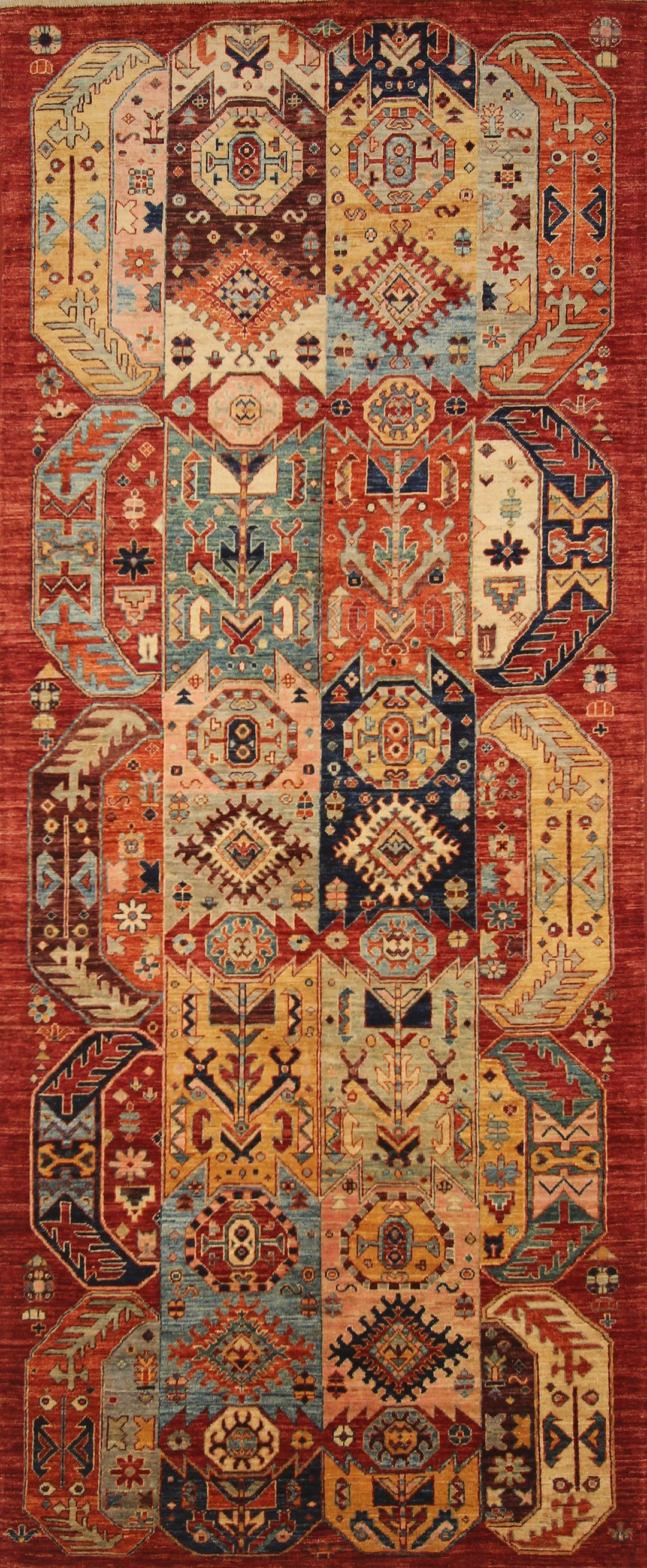 4'0x9'7 ft Red Baluch Tribal Afghan Hand knotted Wide Runner Rug - Yildiz Rugs