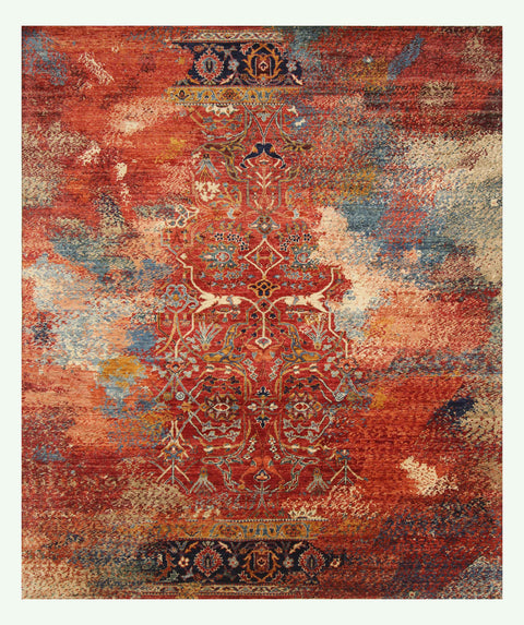 6x8'2 Red Modern Bidjar Abstract Hand knotted Area Rug - Yildiz Rugs
