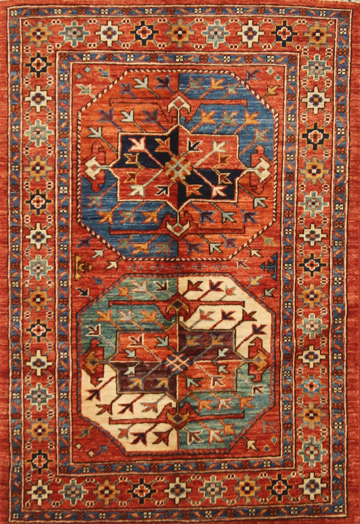 2'8x4'0 ft Red Ersari Afghan Hand knotted Oriental Rug