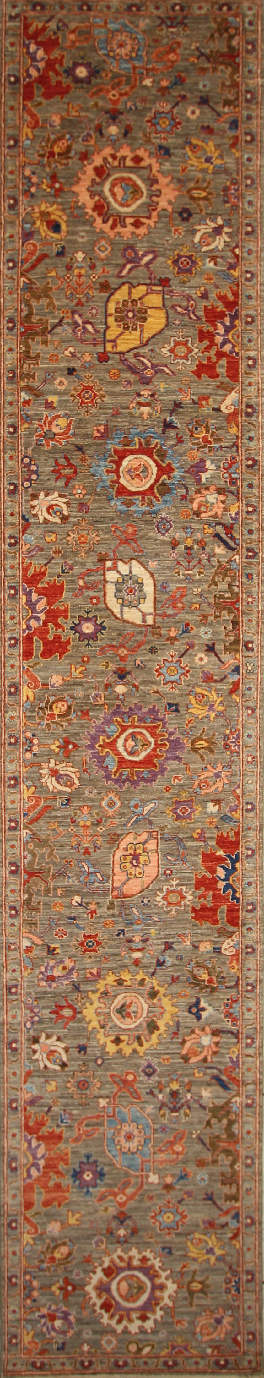 14 Ft Bidjar Undyed Gray Afghan hand knotted Oriental Runner Rug - Yildiz Rugs