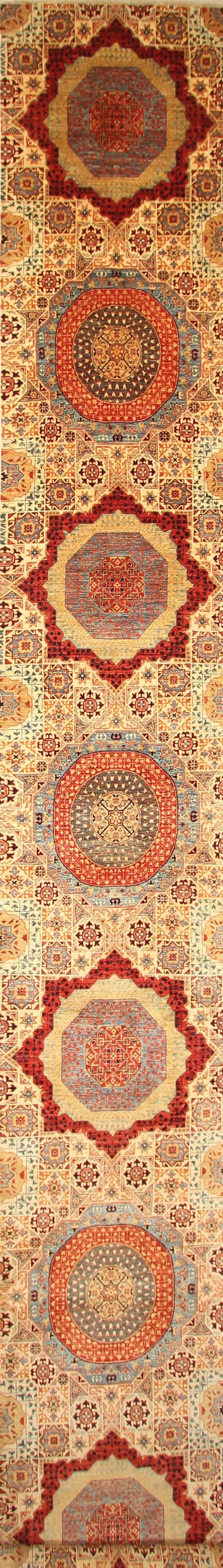 2'9x24'3 ft Beige Mamluk Turkish Hand Knotted Extra Long Runner Rug - Yildiz Rugs