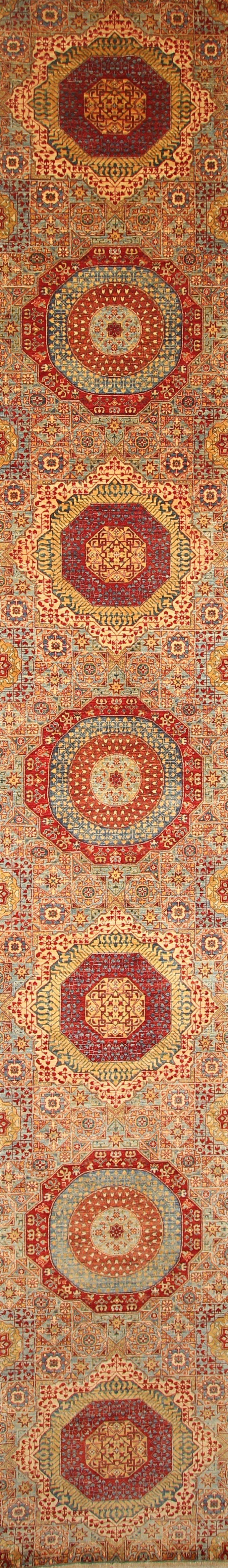 2'9 x 18'0 ft Blue Mamluk Turkish Hand knotted Long Runner Rug - Yildiz Rugs