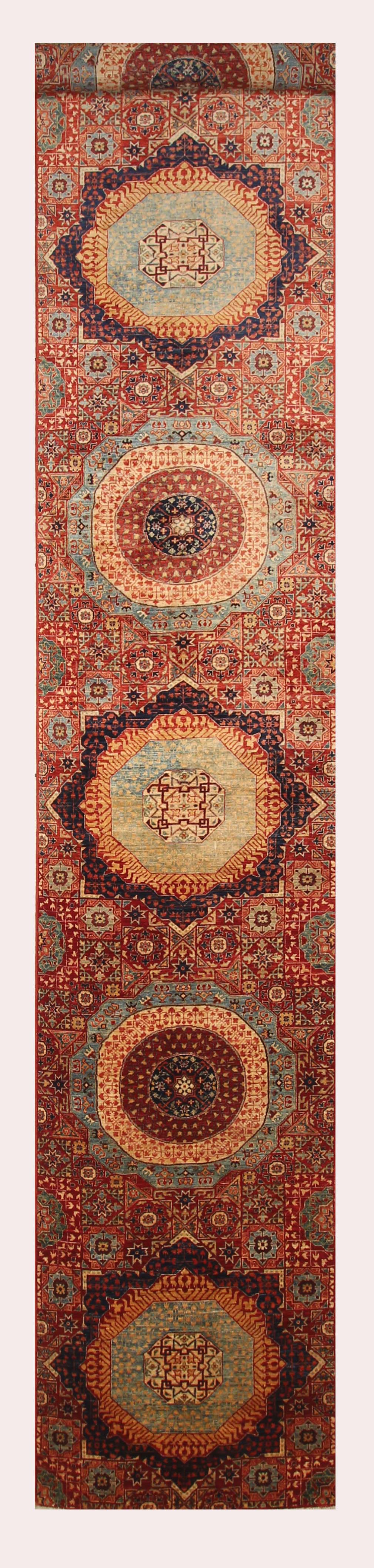 2'9x18'8 Ft Red Mamluk Turkish Hand knotted Long Runner Rug - Yildiz Rugs