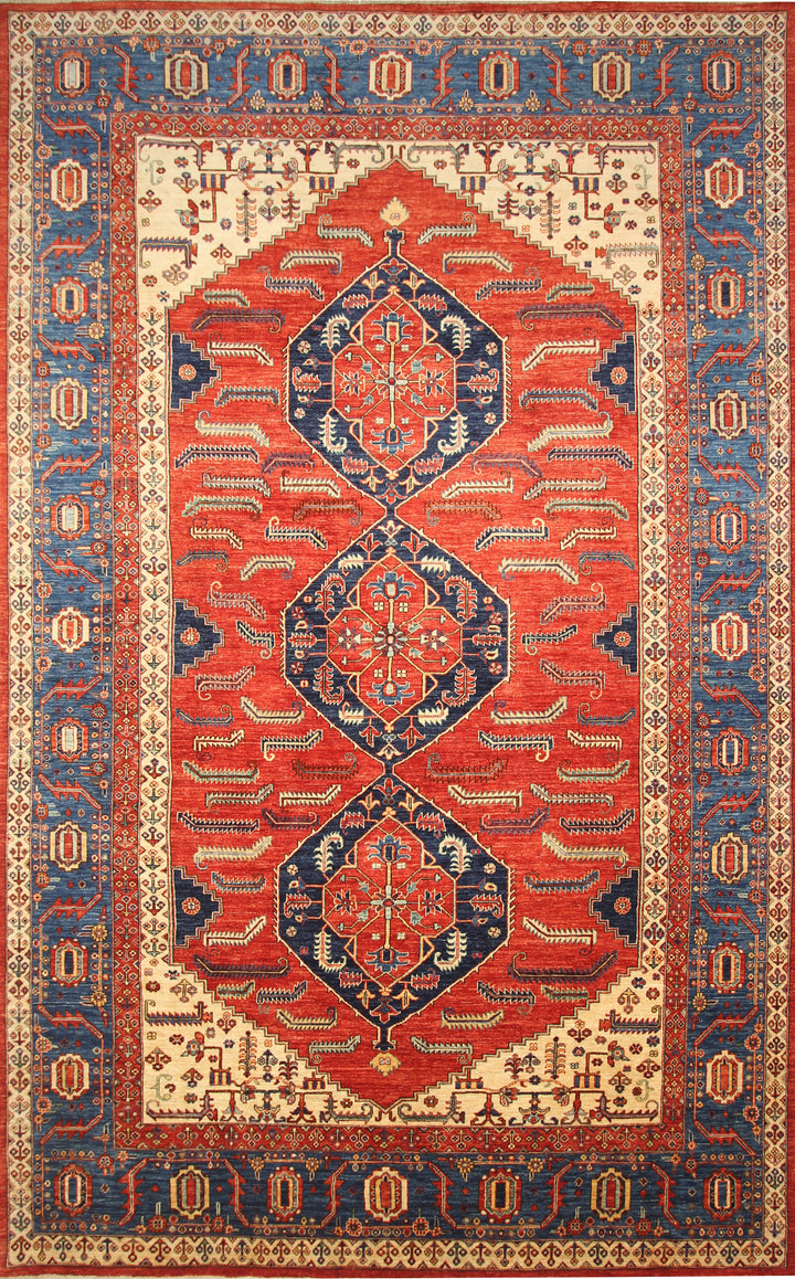 9x14 Red Heriz Persian Style Afghan Hand Knotted Wool Large Area Rug