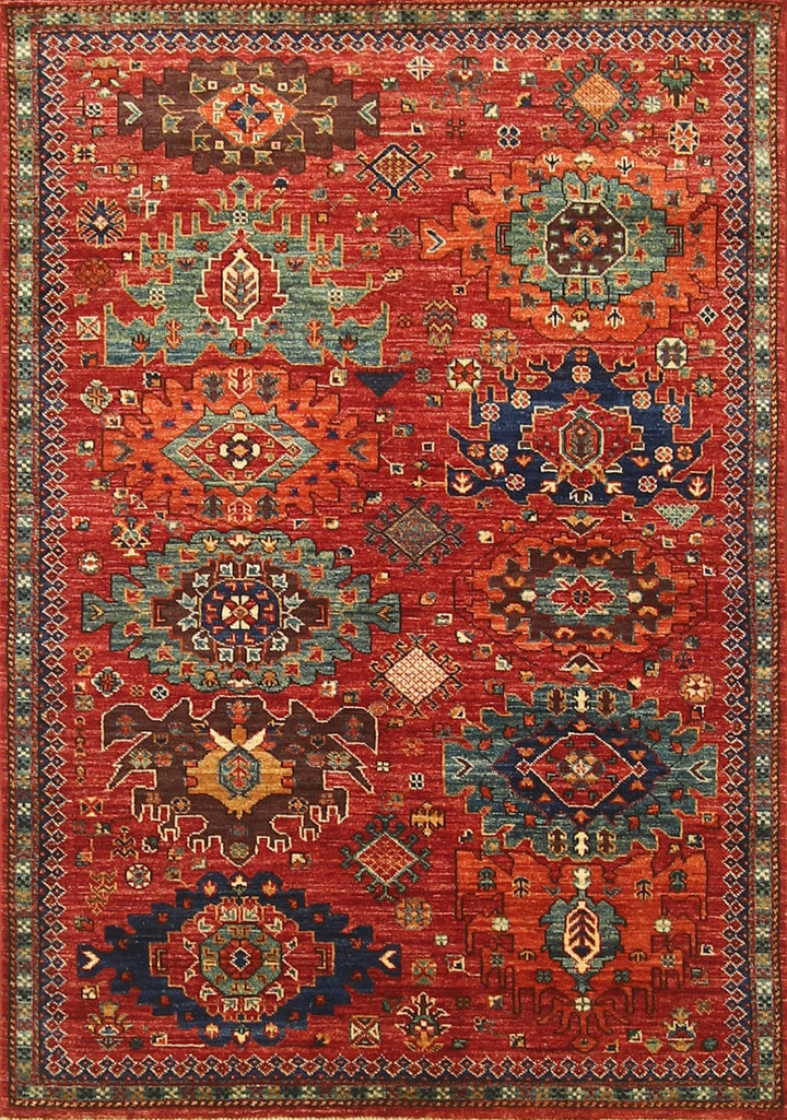 4x6 Baluch Red Afghan hand knotted Wool Area Rug - Yildiz Rugs