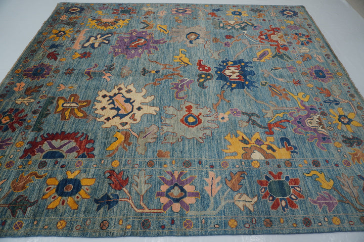 8x10 Turkish Oushak Soft Blue Hand knotted rug - Yildiz Rugs
